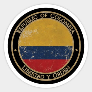 Vintage Republic of Colombia USA South America United States Flag Sticker